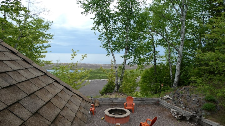 Lake view from the wooded bluff